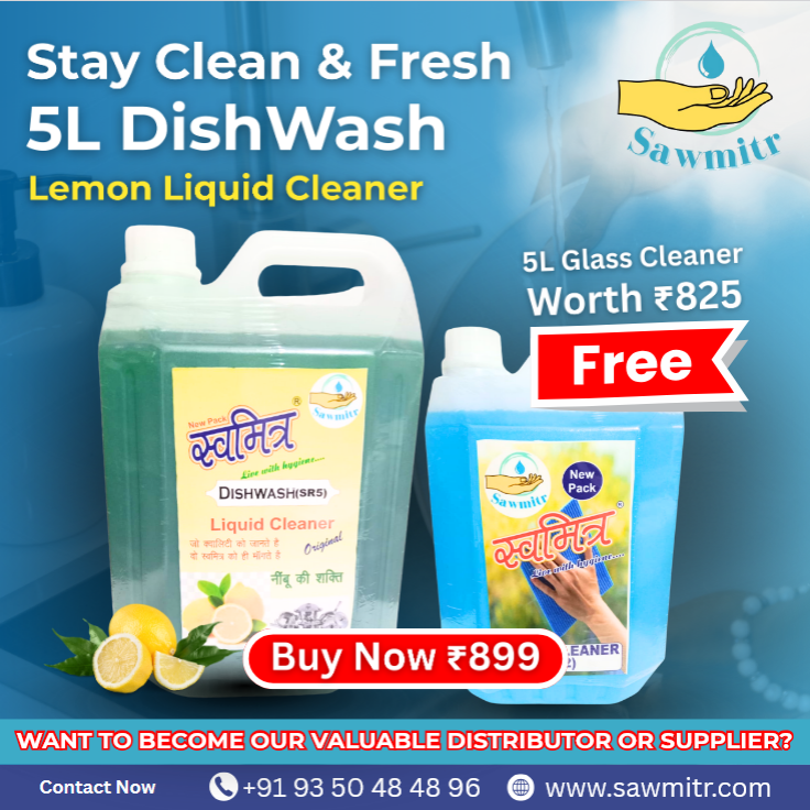 Sawmitr Super Saver Combo - 1 5Ltr. SR5 Dishwash Cleaner + 1 5Ltr. SR2 Glass Cleaner